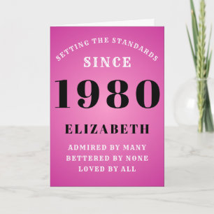 Personalised 1980 Birthday Pink Add Your Name Card
