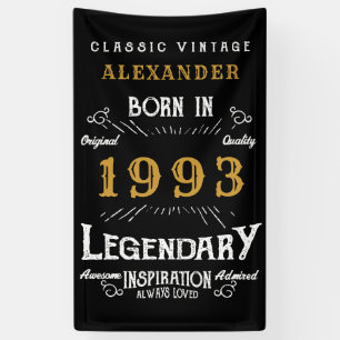 Personalised 1993 30th Birthday Add Name Legendary Banner