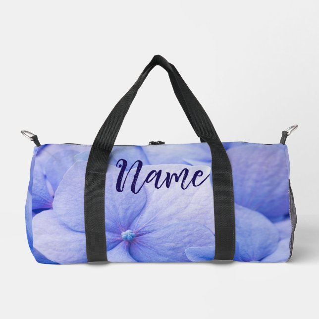 Personalised 19" L Duffle Bag - Blue Hydrangea (Front)