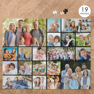 Personalised 19 Photo Collage Custom Colour Jigsaw Puzzle