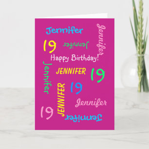 Personalised 19th Birthday Card Any Name, Pink