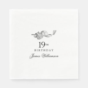 Personalised 19th Birthday Party Golf Theme Napkin