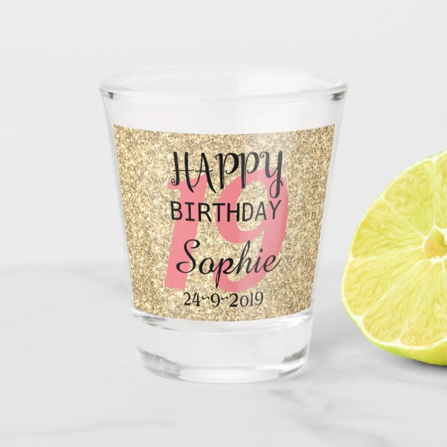 Personalised 19th Birthday Shot Glass (Front)