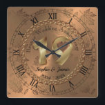 Personalised 19th Bronze Anniversary Gift Idea Square Wall Clock<br><div class="desc">Personalised Bronze effect 19th Anniversary wall clock. Customisable 19 year wedding anniversary celebration gift idea for him, her or couple.</div>