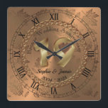 Personalised 19th Bronze Anniversary Gift Idea Square Wall Clock<br><div class="desc">Personalised Bronze effect 19th Anniversary wall clock. Customisable 19 year wedding anniversary celebration gift idea for him,  her or couple.</div>