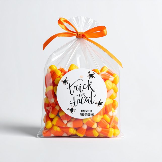 Personalised 1.5 Inch Happy Halloween Spiders Classic Round Sticker (Creator Uploaded)