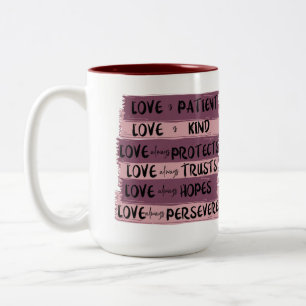 Personalised 1 Corinthians 13 Love Is Patient Two-Tone Coffee Mug