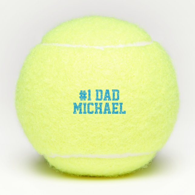 Personalised #1 Dad Father's Day Tennis Ball Blue (Front)