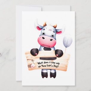 Personalised #1 Dad Joke Funny Cow New Year's Card