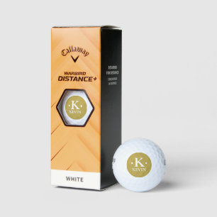 Personalised 1-letter Monogram ochre yellow Golf Balls