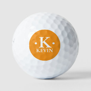 Personalised 1-letter Monogram orange Golf Balls