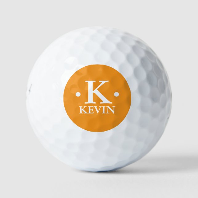 Personalised 1-letter Monogram orange Golf Balls (Front)