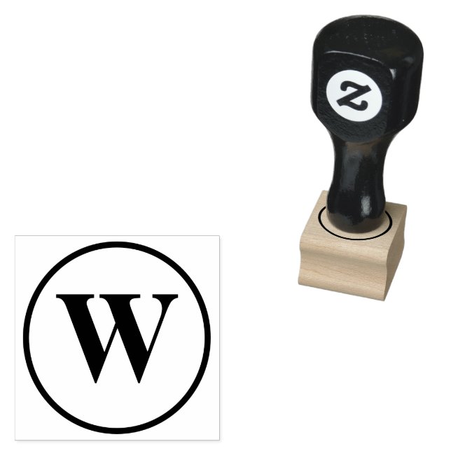 Personalised 1" x 1" size Monogram Style Wood Art Rubber Stamp (Stamped)