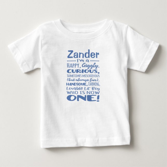 Personalised 1st Birthday One-Year-Old Shirt (Front)