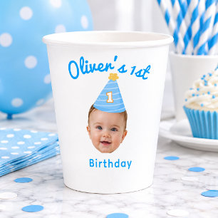 Personalised 1st Birthday Photo Baby Boy Paper Cups