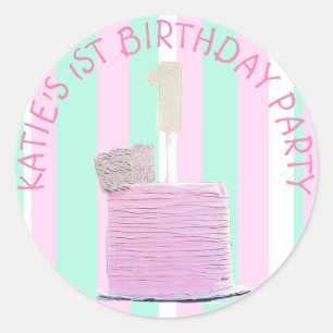 Personalised 1st Birthday Stickers for Baby Girl