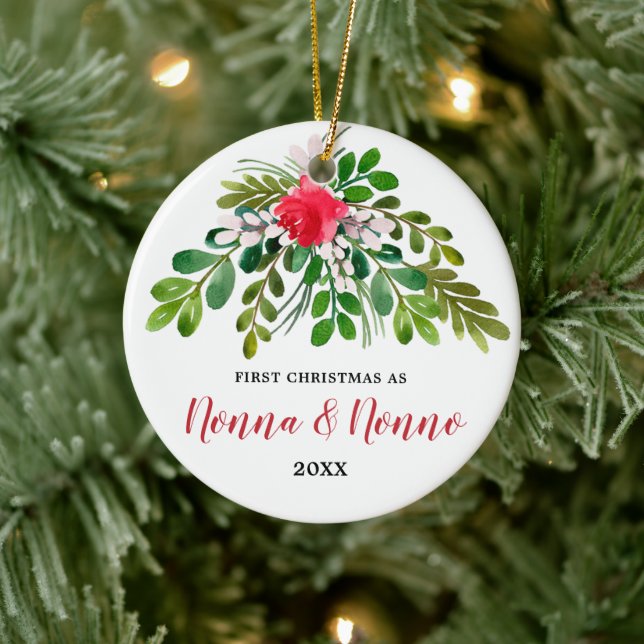 Personalised 1st Christmas As Nonna Nonno Italian Ceramic Tree Decoration (Tree)