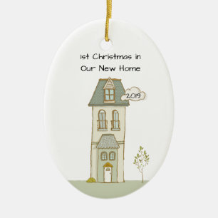 Personalised 1st Christmas in New Home Ceramic Tree Decoration