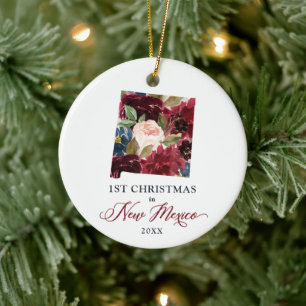 Personalised 1st Christmas In New Mexico NM State Ceramic Tree Decoration