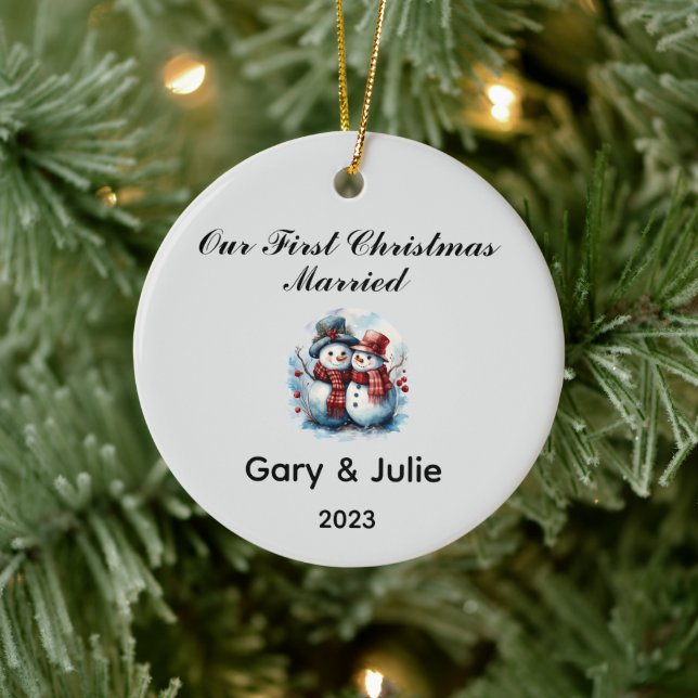 Personalised 1st Christmas Married Keepsake Ceramic Tree Decoration (Tree)