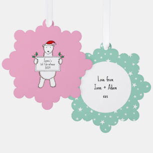 Personalised 1st Christmas Polar Bear  Tree Decoration Card