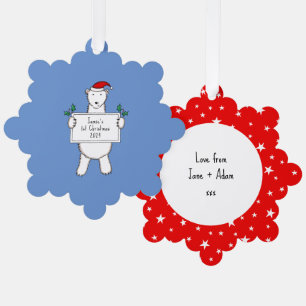 Personalised 1st Christmas Polar Bear  Tree Decoration Card
