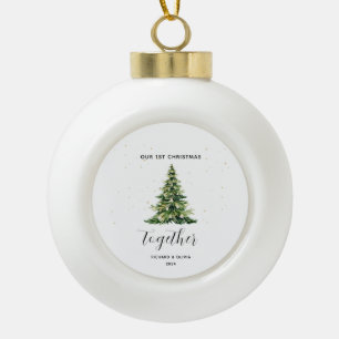 Personalised 1st Christmas Together Couple Gift  Ceramic Ball Christmas Ornament