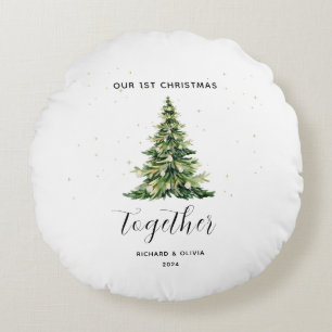 Personalised 1st Christmas Together Couple Gift  Round Cushion