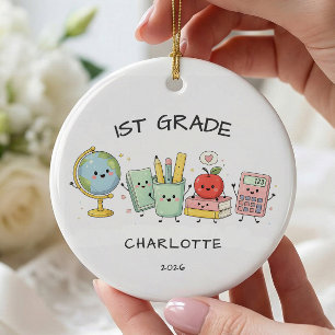 Personalised 1st Grade Girl Ceramic Tree Decoration