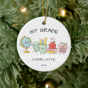 Personalised 1st Grade Girl Ceramic Tree Decoration