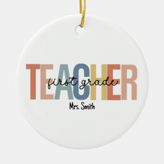 Personalised 1st Grade Teacher Christmas Ceramic Tree Decoration