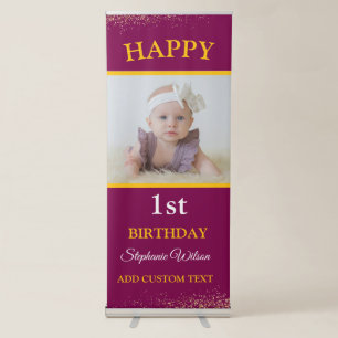 Personalised 1ST Happy Birthday Photo Celebration Retractable Banner