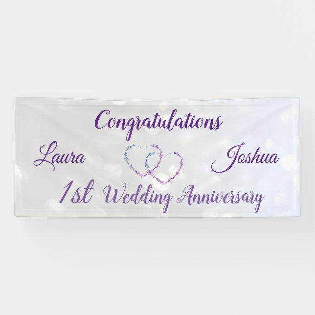 Personalised 1st Wedding Anniversary Banner (Horizontal)