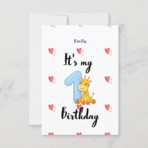 Personalised 1st Year Birthday invitation Card