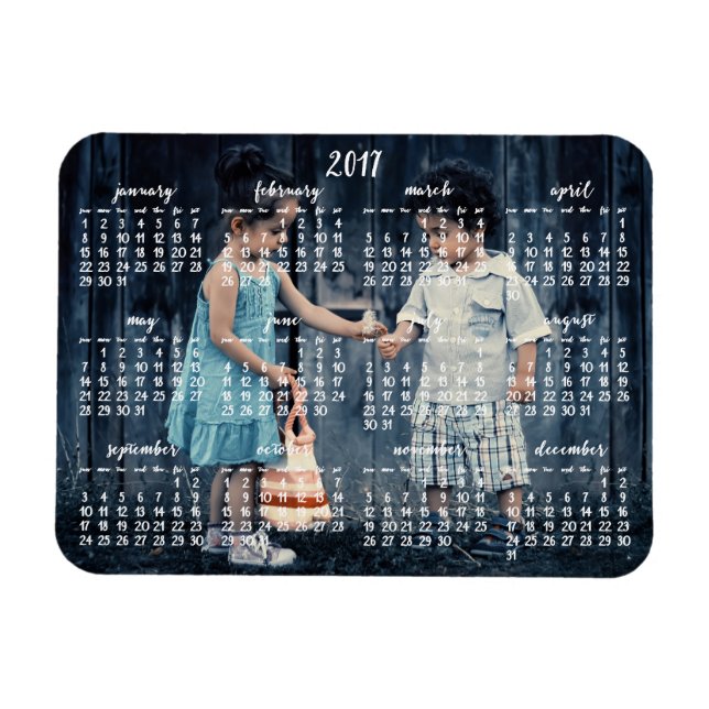 Personalised 2017 Magnetic Calendar 3x4 Magnet (Horizontal)