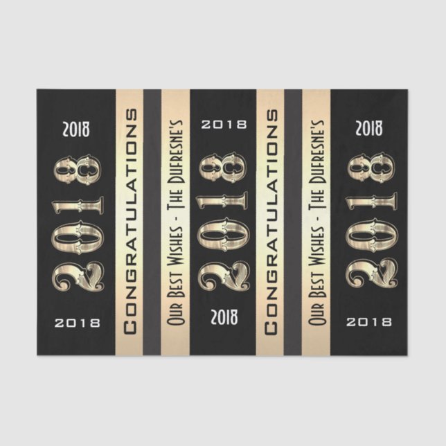 Personalised 2018 w/Your Family Name Graduation Tissue Paper (Front)