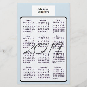 Personalised 2019 Calendar Custom Colour and Logo Flyer