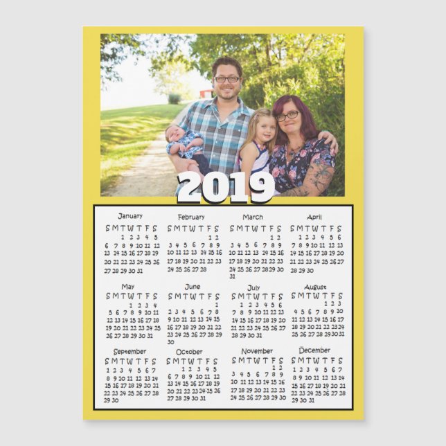 Personalised 2019 Family Photo Magnet Calendars (Front)