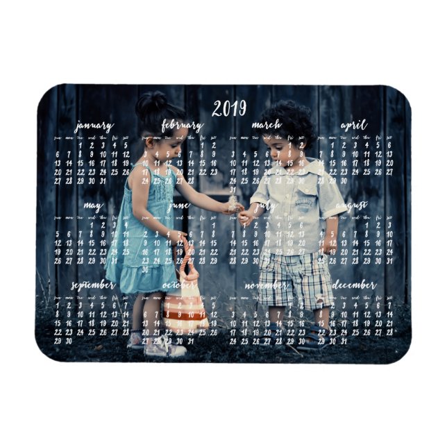 Personalised 2019 Magnetic Calendar 3x4 Magnet (Horizontal)