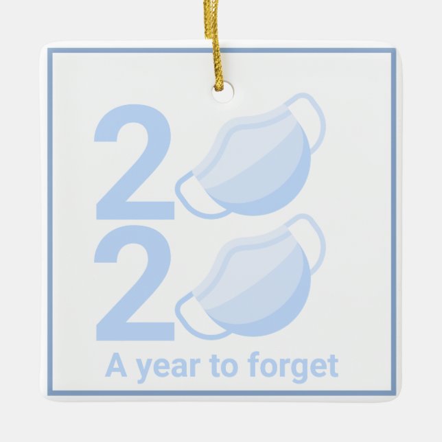 Personalised 2020 Pandemic Mask Christmas Tree Ceramic Ornament (Front)