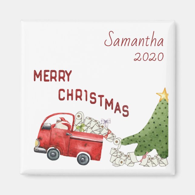 Personalised  2020 Red  Truck  Funny Christmas Magnet (Front)