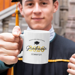 Personalised 2023 Black Gold Graduate Mug