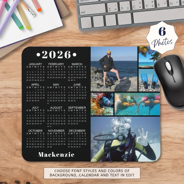 Personalised 2023 Calendar 6 Photo Custom Colour Mouse Mat (Creator Uploaded)
