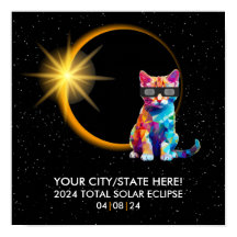 Personalised 2024 Solar Eclipse Souvenir Funny Cat