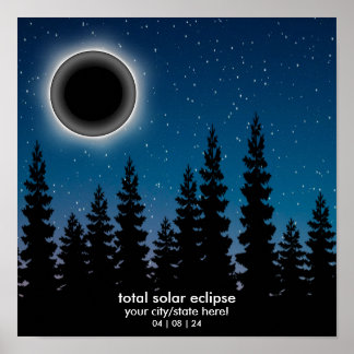 Personalised 2024 Solar Eclipse Souvenir Memento Poster
