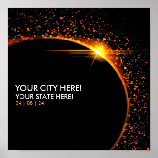 Personalised 2024 Solar Eclipse Souvenir Memento Poster