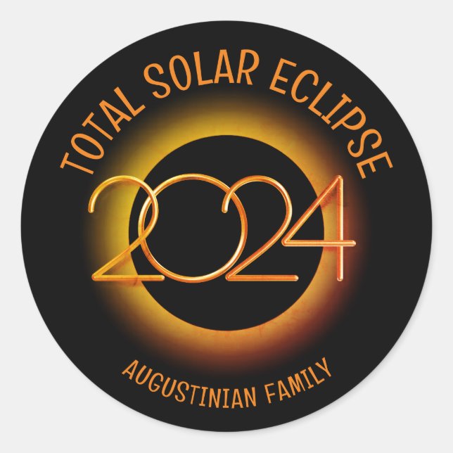 Personalised 2024 TOTAL SOLAR ECLIPSE Family Classic Round Sticker (Front)