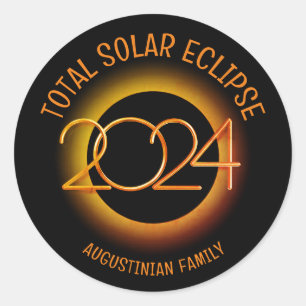 Personalised 2024 TOTAL SOLAR ECLIPSE Family Classic Round Sticker