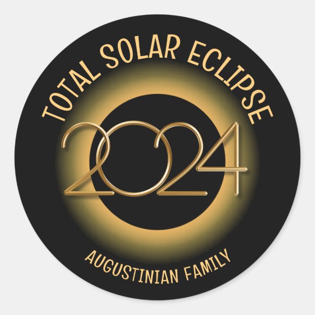 Personalised 2024 TOTAL SOLAR ECLIPSE Family Classic Round Sticker (Front)