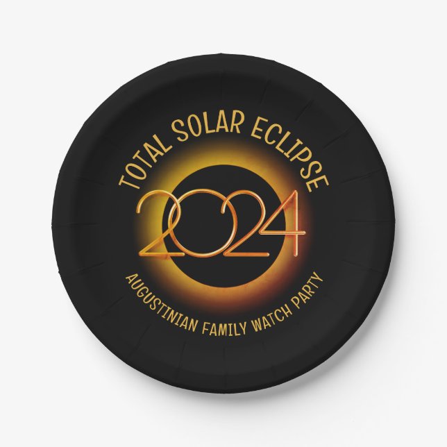 Personalised 2024 TOTAL SOLAR ECLIPSE Paper Plate (Front)